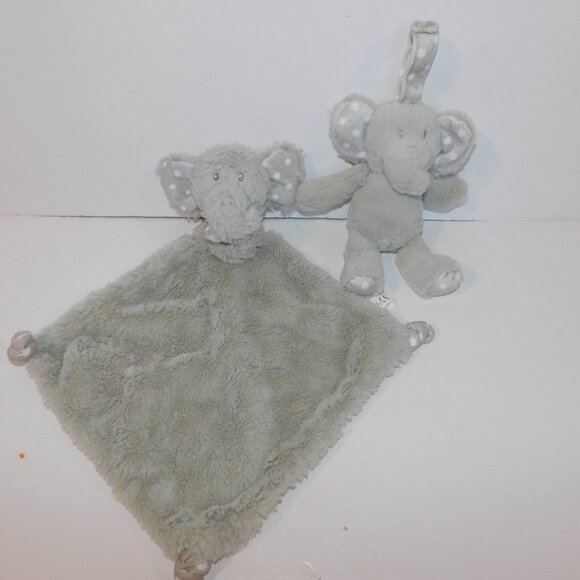 Kellytoy Plush Gray Elephant Rattle Polka Dot Security Blanket Stroller toy Baby - Picture 1 of 7